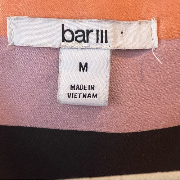 Bar lll Multi Colored Striped Wrapped Satin Dress Size M - Picture 10 of 11